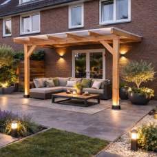 DHZ douglas muuroverkapping met polycarbonaat dak 400 x 300 cm