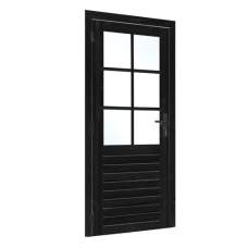Vuren enkele glas deur 6-ruits ld zwart gespoten 100 x 205 cm K216415