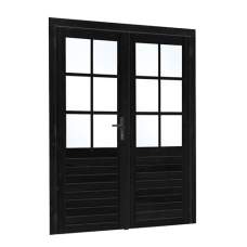 Vuren dubbele glas deur 6-ruits zwart gespoten 185 x 205 cm K216417