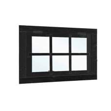 Vuren uitzetraam 6-ruits zwart gespoten 90 x 70 cm K216418