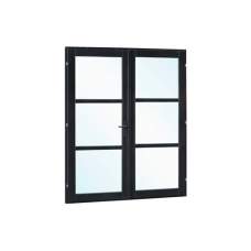 Vuren steellook dubbele glas deur ld zwart gespoten 205 x 212 cm K216421
