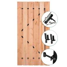 Tuindeur Privacy douglas 195 x 90 cm recht zwart frame met RVS-slot