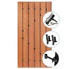 Tuindeur Privacy hardhout 195 x 90 cm recht zwart frame met RVS slot