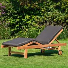 Sunlounger teak Wembley incl. kussen 200 x 65 x 35 cm