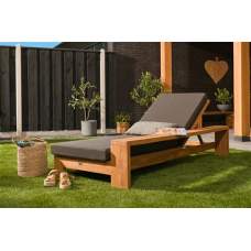 Sunlounger teak Danau incl. kussen 210 x 90 x 40 cm