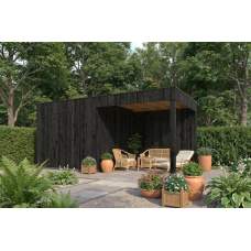 Tuinhuis KubeLine Douglas met luifel XL 380 x 590 cm zwarte wanden