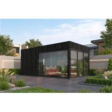 Tuinhuis KubeLine Douglas met luifel XL 380 x 687 cm zwarte wanden