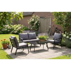 Loungeset zwart aluminium Dominica