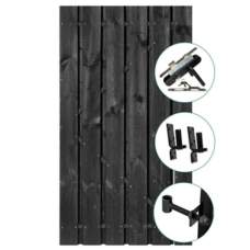 Tuindeur Privacy zwartgespoten 195 x 90 cm recht met RVS-slot