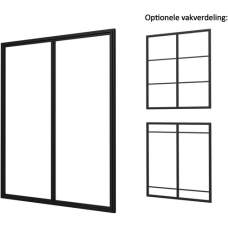 Industriële glaspui A zwart gecoat aluminium raamwerk 178,5 x 224 cm 1015504