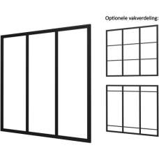 Industriële glaspui B zwart gecoat aluminium raamwerk 228,5 x 224 cm 1015505