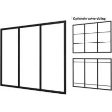 Industriële glaspui C zwart gecoat aluminium raamwerk 278,5 x 224 cm 1015506