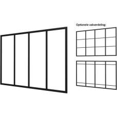 Industriële glaspui D zwart gecoat aluminium raamwerk 328,5 x 224 cm 1015507
