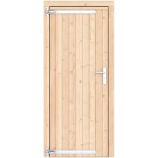 Vuren dichte enkele deur LD groen geïmpregneerd 90 x 201 cm verzinkte hengen RVS beslag 1057535