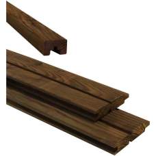 Douglas plankenscherm 2 zijdig dubbel rhombus profiel inclusief afdekkap 187 x 224 cm bruin geimpregneerd