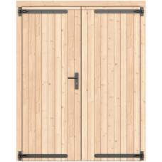 Vuren dubbele dichte deur groen geïmpregneerd 168 x 209 cm zwart beslag 1073340