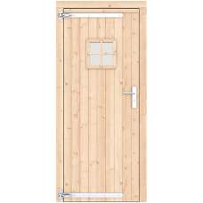 Vuren enkele deur LD groen geïmpregneerd 90 x 201 cm verzinkte hengen RVS beslag 1073312