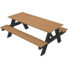 Picknicktafel NewTechWood composiet teak met zwart onderstel 180 x 70 cm