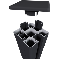 NewTechWood aluminium sleufpaal met paalkap 8 x 8 x 195 cm