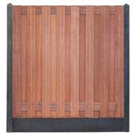 Hout-betonschutting antraciet i.c.m. hardhout 15-planks tuinscherm