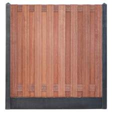 Hout-betonschutting antraciet i.c.m. hardhout 15-planks tuinscherm