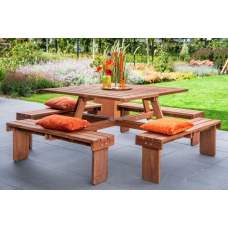 Picknicktafel hardhout vierkant 210 x 210 x 75 cm