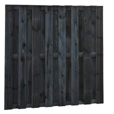 Tuinscherm geïmpregneerd grenen 18 planks 180 x 180 cm 15 mm Recht Zwart