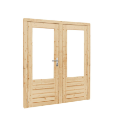 Vuren dubbele 1-ruits opdekdeur deur inclusief kozijn 168 x 201 cm