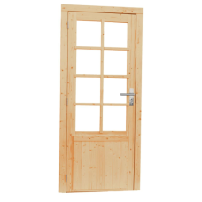 Vuren enkele 8-ruits deur inclusief kozijn linksdraaiend, 90 x 201 cm