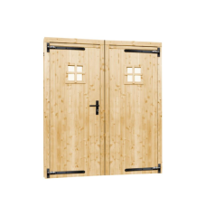 Vuren dubbele 1-ruits deur inclusief kozijn 168 x 201 cm 