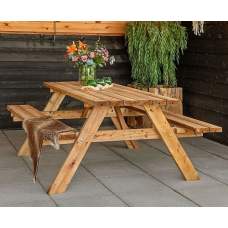 Picknicktafel basis bruin geïmpregneerd 180 x 155 x 74 cm