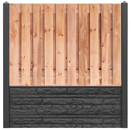 Tegenstrijdigheid Verheugen Het koud krijgen Hout-betonschutting antraciet rotsmotief i.c.m. 21-planks red class wood  tuinscherm