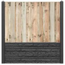 Hout-betonschutting antraciet motief i.c.m. 21-planks grenen tuinscherm