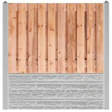 Hout-betonschutting wit/grijs motief i.c.m. 21-planks red class wood tuinscherm