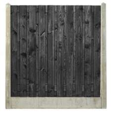 Hout-betonschutting wit/grijs i.c.m. zwartgespoten tuinscherm Hout-betonschutting wit/grijs i.c.m. zwartgespoten tuinscherm