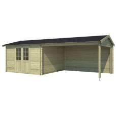 Blokhut Madita 340 + 390 x 350 cm groen geïmpregneerd