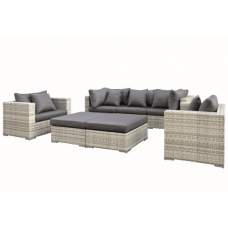 Wicker loungeset Glendale grijs gemêleerd Wicker loungeset Glendale grijs gemêleerd