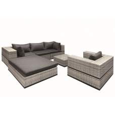 Wicker loungerset Golden Gate grijs gemêleerd Wicker loungerset Golden Gate grijs gemêleerd