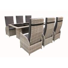 Wicker dinnerset Grantsville grijs gemêleerd Wicker dinnerset Grantsville grijs gemêleerd