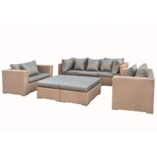 Wicker loungeset Long Beach licht bruin Wicker loungeset Long Beach licht bruin