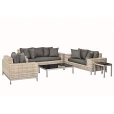 Wicker loungeset luxe Nashville grijs gemêleerd Wicker loungeset luxe Nashville grijs gemêleerd