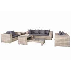 Wicker loungeset Hamilton grijs gemêleerd Wicker loungeset Hamilton grijs gemêleerd
