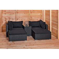 Wicker loungeset Empoli zwart Wicker loungeset Empoli zwart