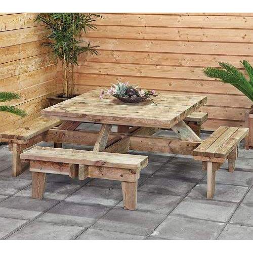 gids Basistheorie Lyrisch Picknicktafel vierkant 230 x 235 x 70 cm