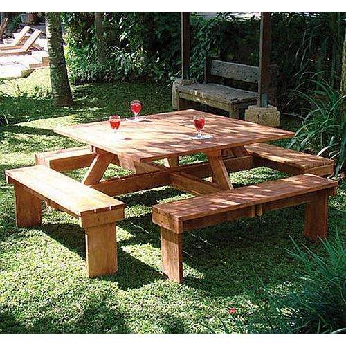 ernstig Lengtegraad kopiëren Picknicktafel hardhout vierkant 210 x 210 x 75 cm