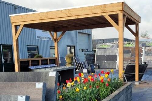Douglas hout overkapping plat dak actiemodel